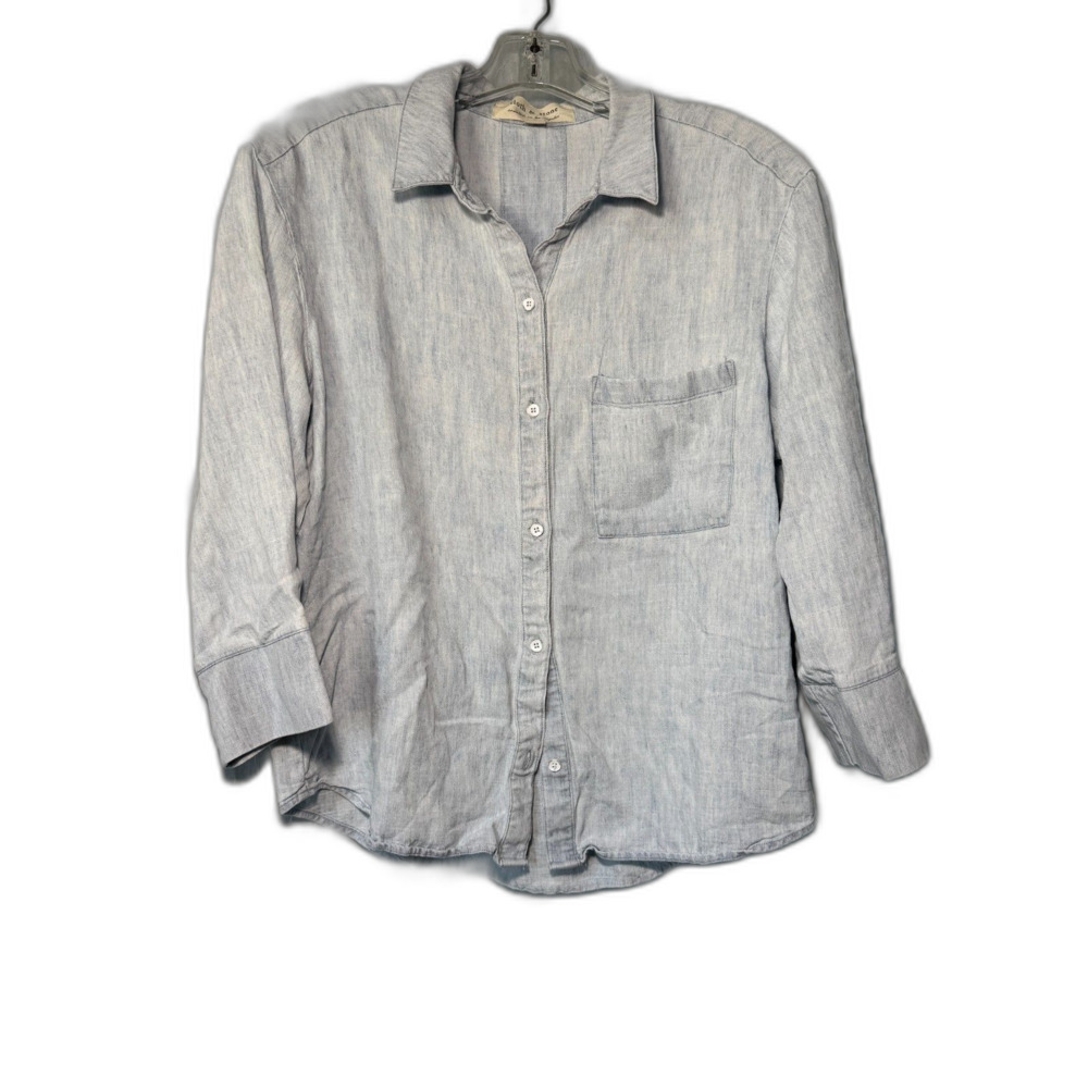 Cloth & Stone LA Light Wash Tencel Chambray 3/4 Sleeve Button Down Shirt size M